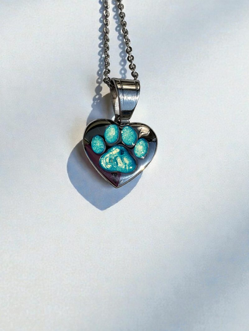 Paw print heart pendant/Stainless Steel