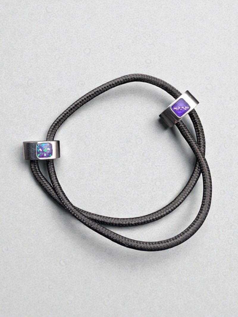 Black adjustable cord bracelet/Stainless steel