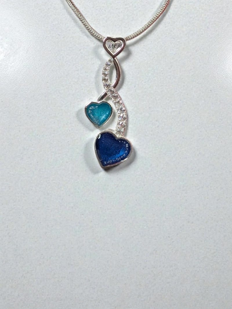 Double Heart Crossover Memorial Pendant