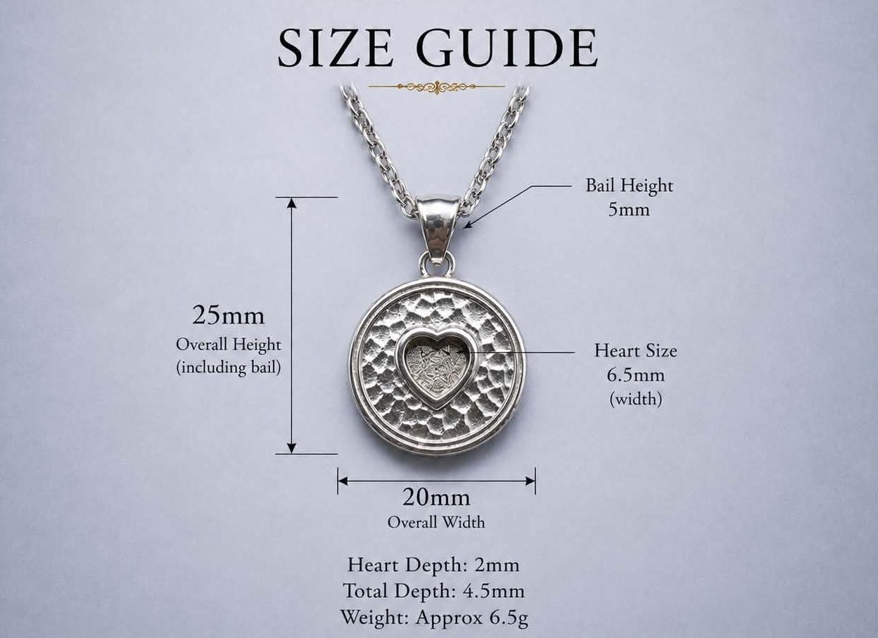 Stainless Steel Round Heart Memorial Pendant - Image 2