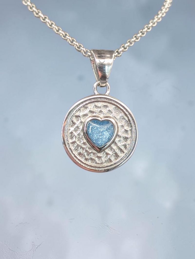 Stainless Steel Round Heart Memorial Pendant