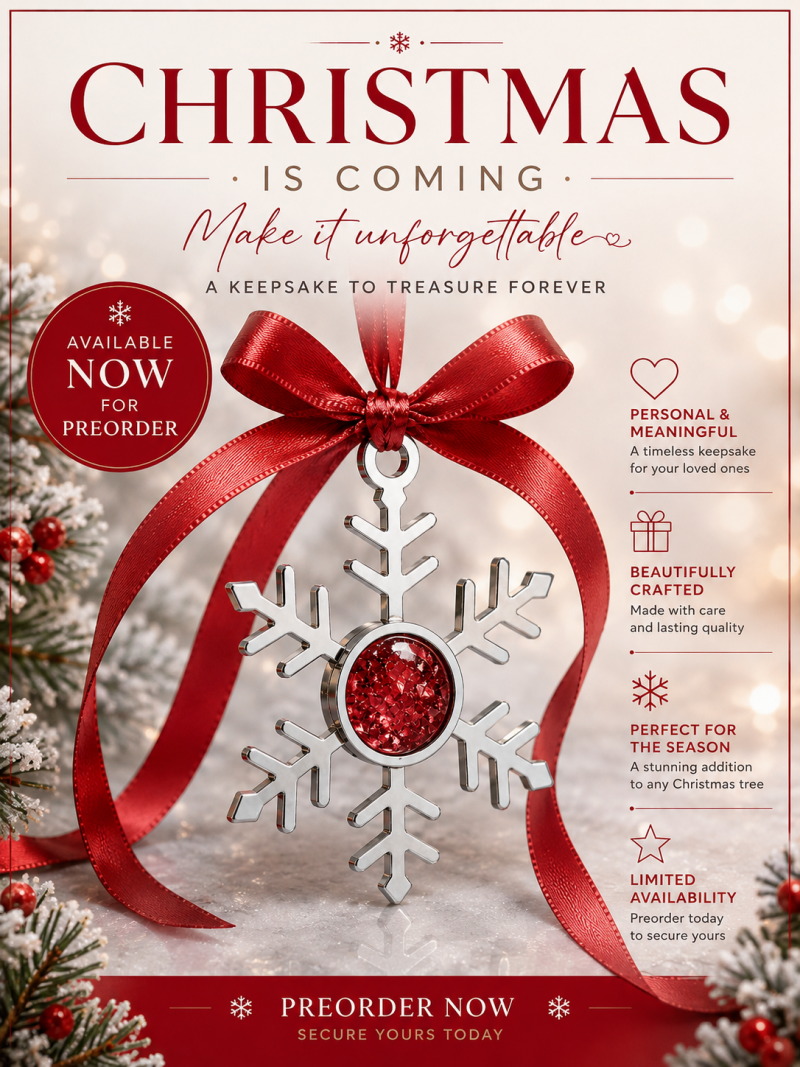 Stainless Steel Christmas Snowflake Memorial Keepsake (Pre-order only)