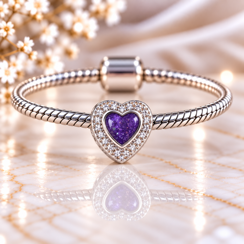 Heart Sparkle Memorial Charm