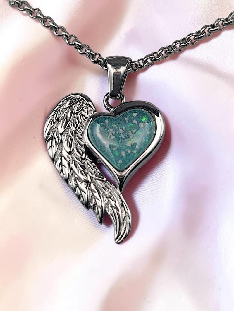 Angel Wing Heart Memorial Pendant